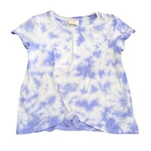 Cat & Jack Blue White Tie Dye Tie Front T-Shirt Size 7/8